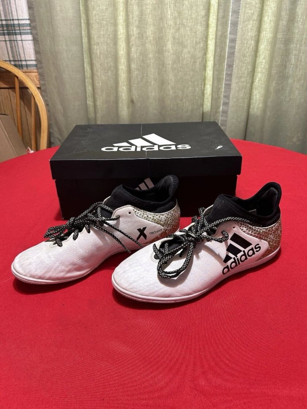 ADIDAS X 16.3 IN AQ4345 - Men’s Sz 8 1/2 - EUC Football Soccer Shoes White Gold